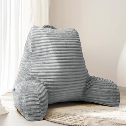 Image of Hearth & Harbor Reading Pillow for Bed Adult – Back Pillow for Sitting in Bed, Standard Bed Pillows for Sitting Up in Bed, Foam Bed Chair Pillow, Light Grey Bed Rest Pillow