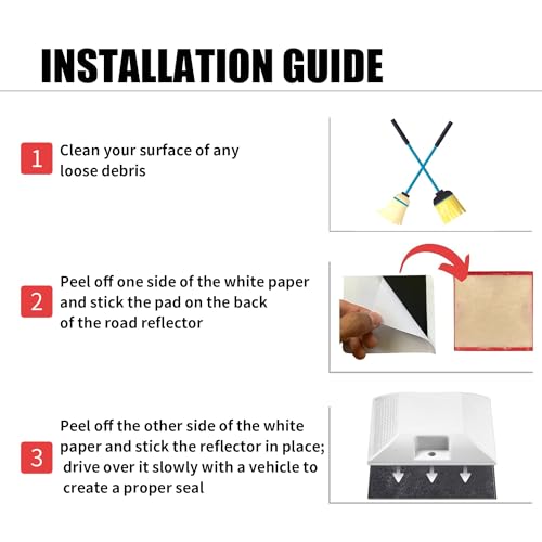 Image of Adhesive Sticky Pads for Road Reflectors, 4 inch x 4 inch Butyl Sticky Pads, 4 Pack, Stick Driveway Reflectors on Driveway, Apply on Asphalt, Pavement, Cement or Concrete, Reflectors Sold Separately