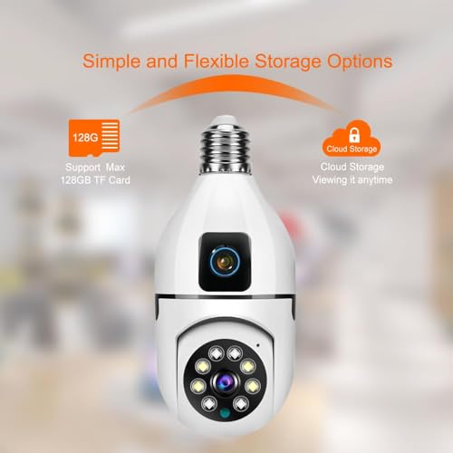 Image of 5+5MP WiFi Bulb CCTV Camera for Home Indoor | 360 View | Color Night Vision | Motion Detection | Two-Way Audio | PTZ Smart Security Camera
