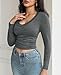 Womens Casual Long Sleeve Tshirt Tops Deep V Neck Shirts Casual Slim Fit Basic T-Shirt Tunic Blouse Tee