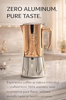 FIAMMA & FERRO Premium Italian Espresso Maker - 12-Cup (20oz) Stainless Steel Moka Pot, Copper PVD Finish, Induction Compatible, No Aluminum
