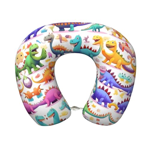 Almohada de Viaje con Diseño de Dinosaurios Coloridos miniatura 1