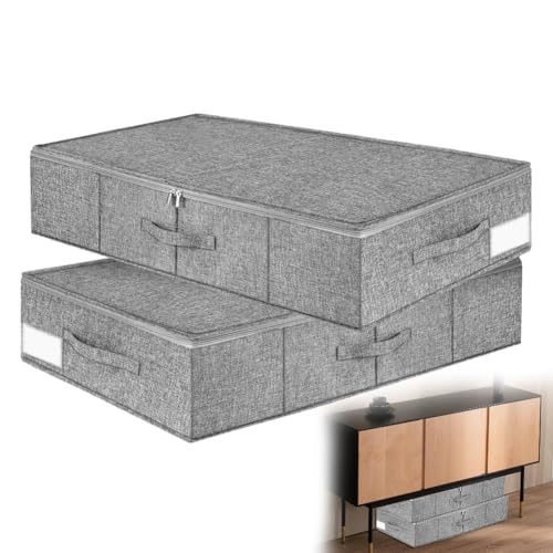 Design salvaspazio: grazie al suo design ultra piatto, questo contenitore sotto il letto si adatta anche sotto letti particolarmente bassi a partire da 12 cm di altezza. Si ripiega in modo compatto quando non in uso, fino a 30 cm di lunghezza e 5 cm di altezza, ideale per piccoli appartamenti o stanze degli studenti. La cerniera permette di impilarla facilmente ed è adatta anche come comò o come contenitore per vestiti