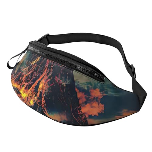 Vulkan tryck unisex pack midjeväska justerbar lätt resetillbehör handväska utomhusutrustning