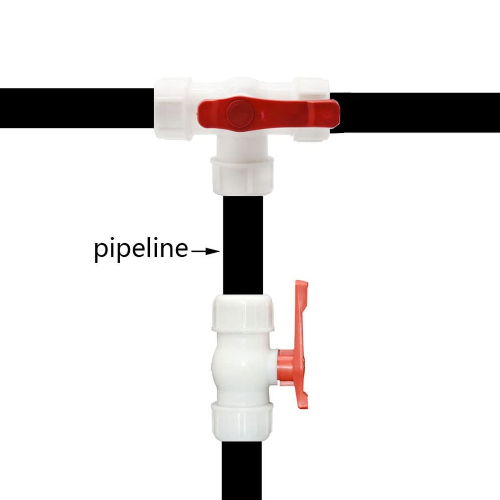 1 Uds. Acoplador en T de tubería de agua de 3 vías con válvula de bola de plástico reutilizable-conector rápido duradero for mangueras de PVC y PE(63mm)