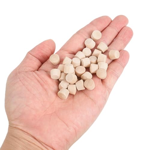 Image of uxcell 80Pcs Wood Button Plugs, 9mm /0.35 inch Flat Head Hardwood Screw Hole Plug Wooden Caps Buttons Wood Plug for Furniture Woodworking Craft Decor (10.5mm x 9mm)