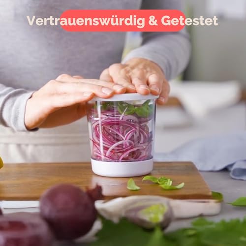 Foto von Spiralschneider Gemüse mit Behälter - Gemüseschneider Spaghetti Gemüsehobel - Gemüsehobel für Gemüsespaghetti, Zucchini Karotte Gurke Kürbis Kartoffel (4-in-1)