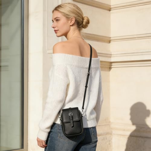 Image of Genuine Leather Crossbody Bags for Women, Small Crossbody Bag for Women,Phone Purses with Adjustable Strap for Travel