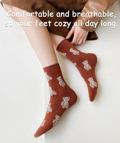 Image of IIG 5 Pairs Womens Novelty Cute Crew Socks Colorful Funny Ankle Socks Gifts for Womens Socks