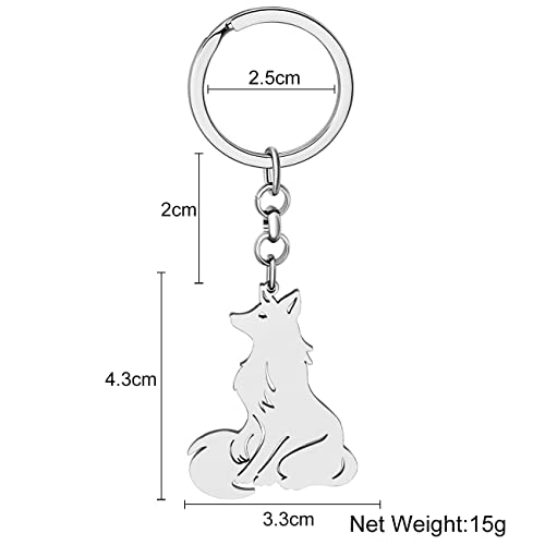 Lonyoo Elegant Fox Keychain Stainless Steel Fox Keyring Gifts For Women Girls Car Key Charms (Silver Plated A) #TOP4