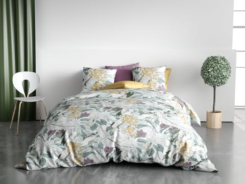 Les Ateliers du Linge Parure de lit Bio Zelia avec Housse de Couette et taie(s) d'oreiller imprimé 240 x 220 cm