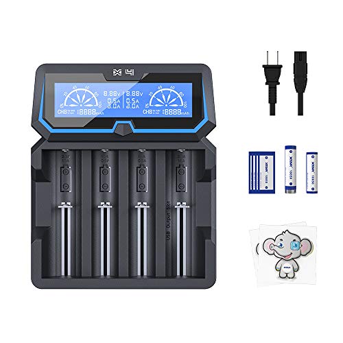 XTAR X4 Extended Version Protected 21700 20700 Battery Charger LCD Display AC Input Port 18650 Charger 2A Fast Charger with Mirco USB Output for Rechargeable 3.6V 3.7V Li-ion 1.2V Ni-MH Ni-CD Battery