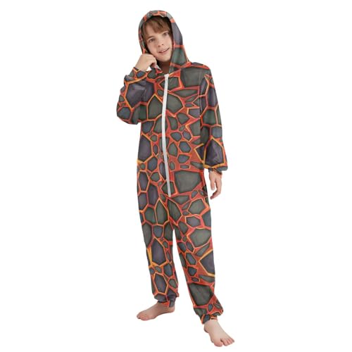 Sletend Stones Texture Lava Unisex Onesie Pajamas One-Piece Costume Hooded Sleepwear Jumpsuit 4T