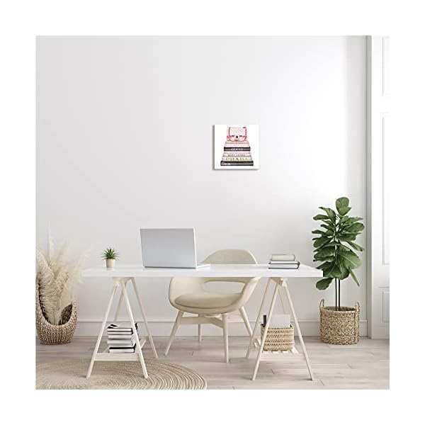 The Stupell Home Décor Collection Watercolor High Fashion Bookstack Padded Pink Bag Wall Art - Image 8
