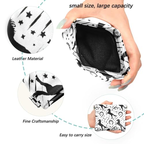 Black Horses Silhouettes Coin Purse Leather Pouch Change Purse, Squeeze Coin Pouch for Cards, Keys & Lipsticks, Unisex2