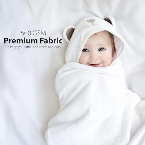 Image of Hooded Baby Towels for Newborn & Toddler - Super Soft Baby Bath Towels with Hood, Highly Absorbent Viscose Made from Bamboo Hooded Towel for Boys, Girls, Newborn Essentials
