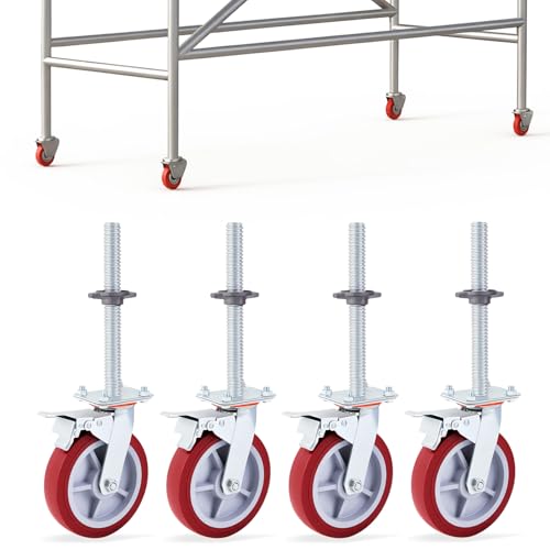4 Pack Adjustable Leveling Scaffolding Wheels with Brake