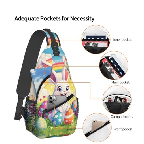 Image of Crossbody Bag Cute Easter Bunny Sling Bag Backpack Chest Bags Shoulder Bag for Women Men