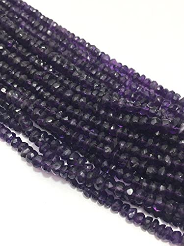 Améthyste perles rondelles taillées main de 4mm pour bijoux haut de gamme - 2