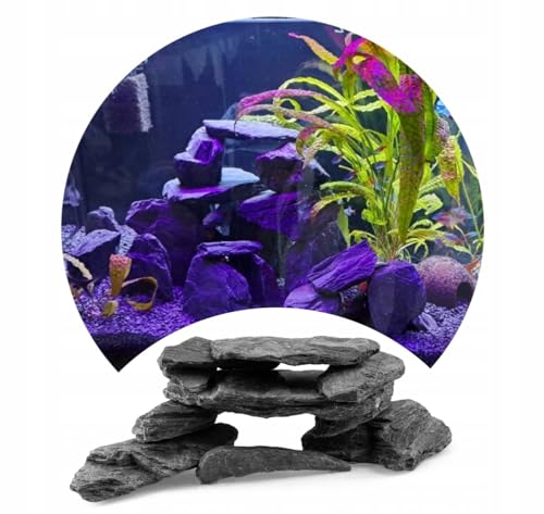 TD STONES Aquarium Schiefersteine Schwarz Holz 5 kg – Strukturierte Natursteine Deko für Aquascaping, Rückwand & Höhlen – Terrarium Zubehör – Handverlesen, Wasserneutral, Sofort Einsetzbar, Dekosteine