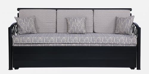 Image of 3 Seater Metal Sofa Cum Bed with Hydraulic Storage | Sofa Set for Living Room, Bedroom, Guest Room| Queen Size Convertible Sofa Bed | Comfortable Seating Sofa MultiGrey & Black