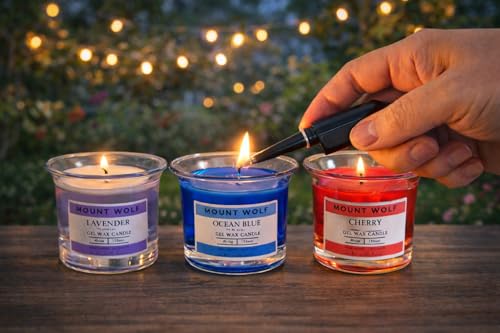 Image of Scented Gel Wax Candle Set of 3 - Lavender, Ocean Blue & Cherry Fragrance | Long Lasting Aromatic Candles for Home Decor, Relaxation & Gifting