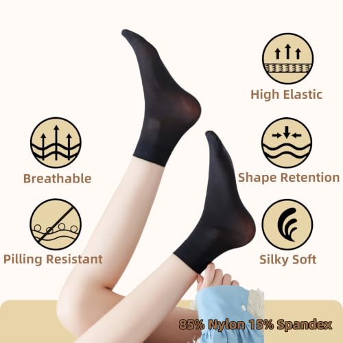 Image of Women's 50D Ankle High Sheer Stocking Socks | 50D, Reinforced Toe, Strechty Top Band, Breathable, Silky Smooth, Box Packing