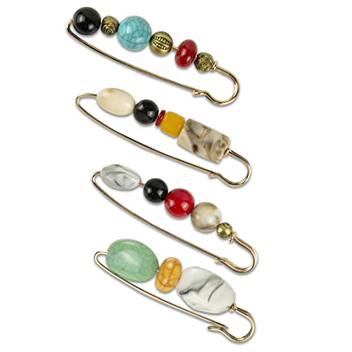 FRUHLING 4 Piezas Broches Vintage Escote Imperdibles Mujer Clip de Chal Suéter Cardigan Bisutería para Decoración de Ropa