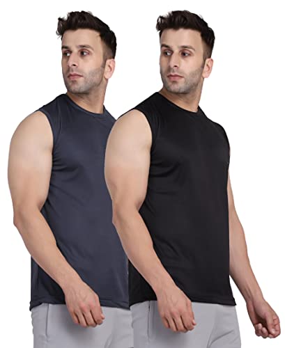 Image of Men's Regular Fit Sleeveless T-Shirt (Pack of 2)