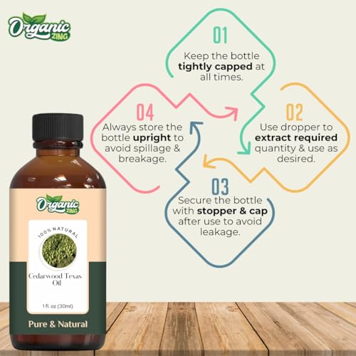 Image of Organic Zing Cedarwood Texas (Juniperus Mexicana) Oil | Pure & Natural Essential Oil for Hair Care, Aroma & Diffuser - 30ml /1.01fl oz