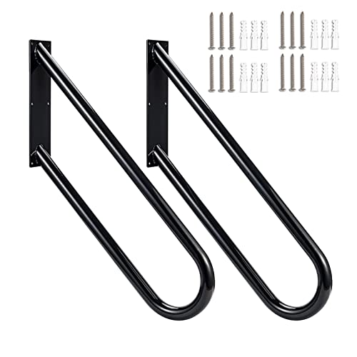 28" Handrail For 1-3 Step Stairs, Wall Mounted Handrails For Outdoor Steps, U-Shaped Handrail With Black Polished Surface For Outdoor Porch Patio,Garage Entrance (2 Pcs) #TOP6