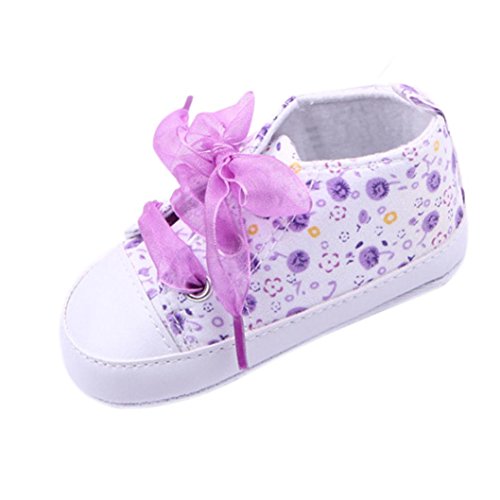 Squarex - Chaussures à semelles souples et motif floral pour bébé - Pour intérieur et extérieur - Chaussures de marche légères pour une utilisation quotidienne Age:0-6 Month violet