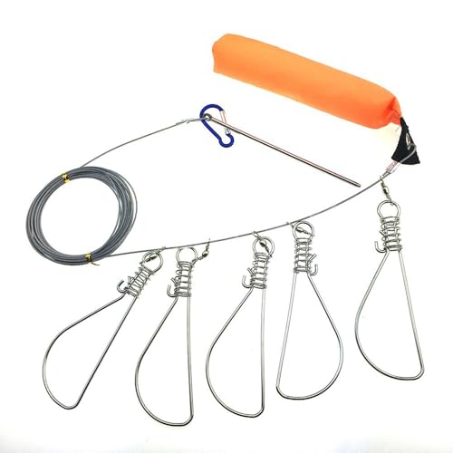 Mosquetón de acero inoxidable para pesca con 5 clips miniatura 1