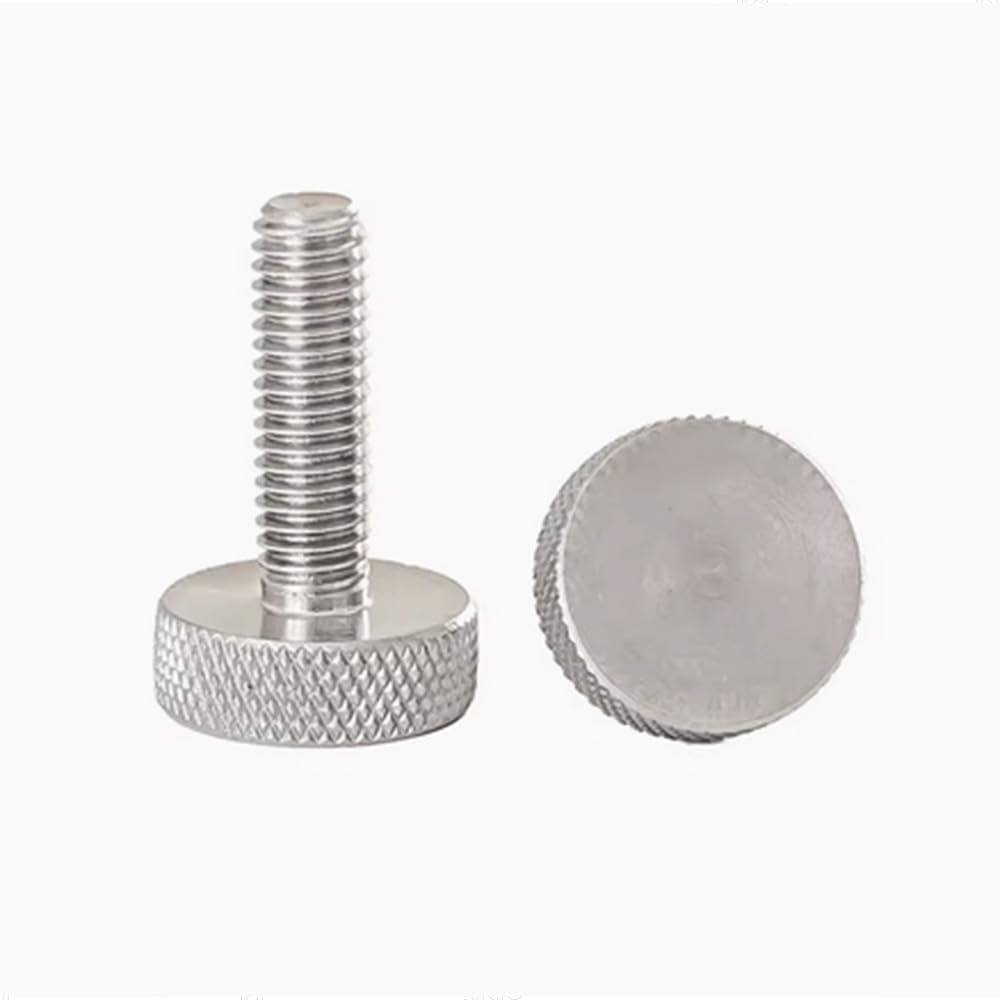 304 Stainless Steel Knurled Thumb Screws Round Large Flat Head M2 M3 M4 M5 M6 M8 (M6 x 1.0 x 25mm,5)