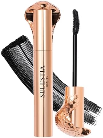 SELESTIA BEAUTY Black Mascara Queen Cobra – Volumizing, Curling, Lengthening – Soft Brush for Smooth Application – Long-Lasting & Weather-Proof – 0.34 fl.oz. - Made in Italy