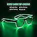 Aquat Light up Flashing Neon Rave Glasses EL Wire LED Sunglasses Glow DJ Costumes For Party, Halloween, EDM, Wired with Battery Power RB01 (Green, Black Frame)