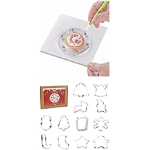 Kasmoire 1Pcs Cookie Turntable & 12Pcs Christmas Cookie Cutters Set