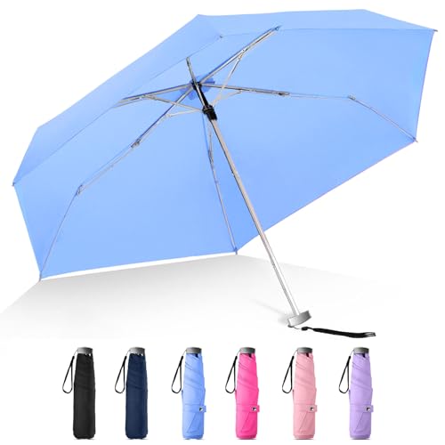 Lejorain Pocket Compact Slim Umbrella - Small Flat Collapsible Umbrella Compact for Women Purse Mini Travel Essentials Paraguas