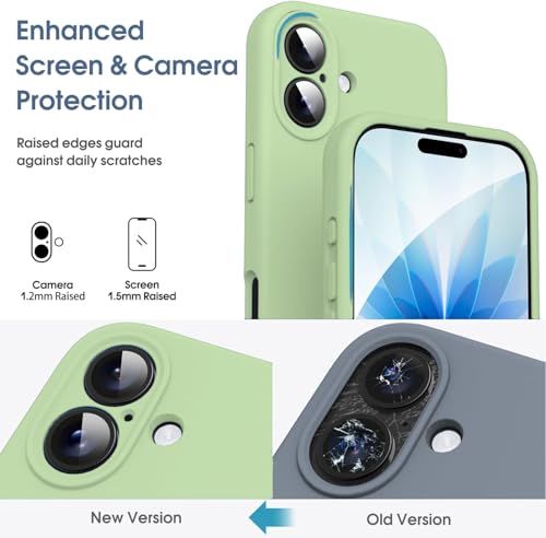 Image of DIZORO Compatible for (iPhone 17 Case) Slim Liquid Silicone Case 3 Layers Full Covered Soft Gel Rubber Phone Case Protective Cover - Matcha