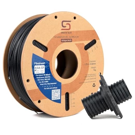 Siraya Tech Fibreheart ASA-GF 3D Printer Filament, 10% Glass Fiber Reinforced, Superior Weather & UV Resistance, High Strength & Thermal Stability for Outdoor & High-Impact Applications (1kg, Black)