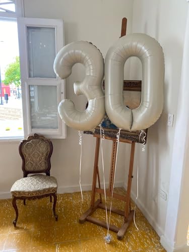 Image of 3 Balloon Numbers Birthday Decorations, 40In Cream Balloons for Men Women | Eye-catching Appearance, Perfect Decorative Centerpieces, Convenient Self-sealing Structure, Widely for Various Occasions