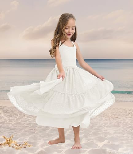 Boho Flower Girls Dress Tulle Backless Ruffle Girls Dress for Beach Wedding Tiered Flowy Party Maxi Gown4