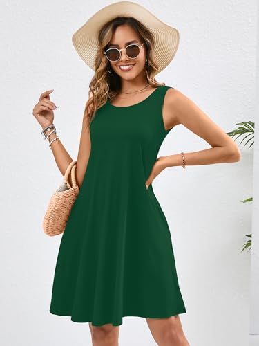 Image of Heymoments Women's Summer Sleeveless Crewneck Dresses Casual Loose Fitted Tank Sundress with Pockets