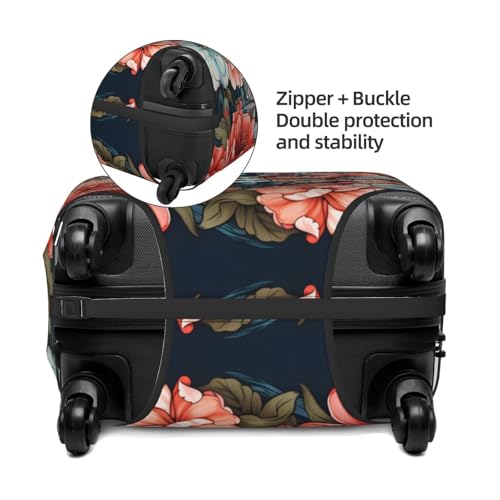 Flowers Anchor Striped Luggage Cover Washable Elastic Suitcase Cover Anti-Scratch Travel Luggage Protector Covers for Kids Adult L fits 25-28 inch Suitcase3
