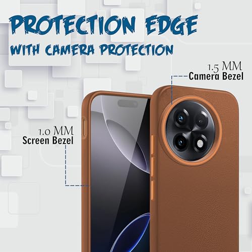 Image of V-TAN Leather Textured | TPUBack Cover Case Compatible with OnePlus 13R 5G (Brown)