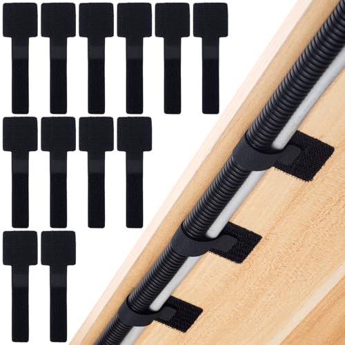 40 piezas de sujetacables adhesivos reutilizables con gancho y lazo, correas ajustables para manejo de cables, organizadores flexibles para escritorio, color negro