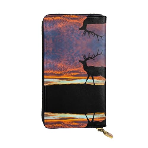 Portefeuille multifonction grand format en cuir véritable imprimé animalier