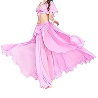 ROYAL SMEELA Saia feminina de chiffon para dança do ventre com saia rodada grande para prática de dança do ventre tamanho único, 11 cores, rosa, Tamanho Único