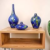  Jarrón de Murano decorativo de cristal soplado de mármol azul