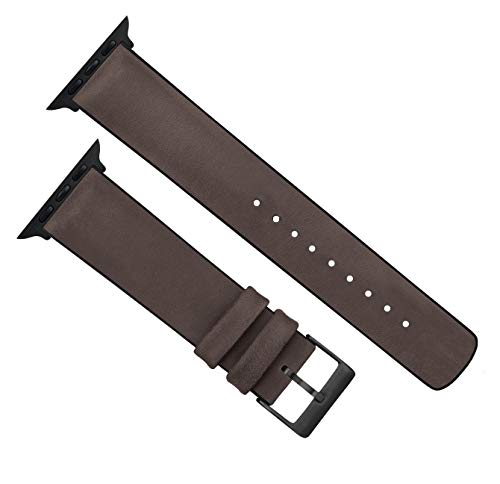 Image of BARTON WATCH BANDS- Black Leather and Rubber Hybrid - Choose Color & Size - Compatible with All Apple Watches (Ultra, SE, 8, 7, 6, 5, 4, 3, 2, 1) - 38mm, 40mm, 41mm, 42mm, 44mm, 45mm, 49mm